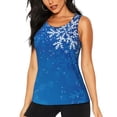 thumbnail image 1 of Fotbe Blue Christmas With Snowflakes Blusas Sin Mangas para Mujer – Estilo Casual, Corte Suelto, Slim-Fit, Cuello Redondo Deportivo, Tops de Verano para Gimnasio y Yoga-Medium, 1 of 7