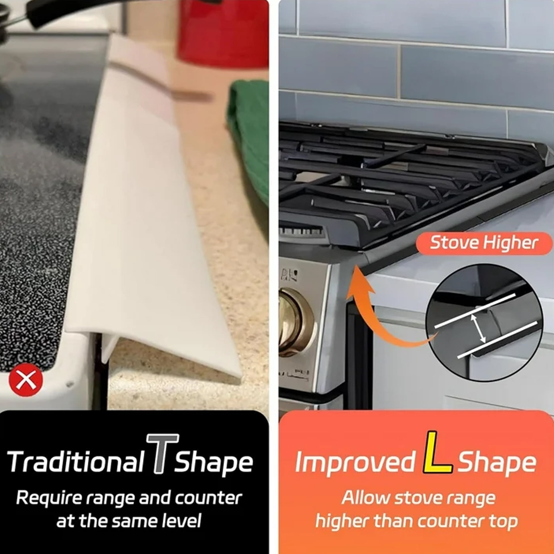 MOTMAX 2Pcs Stainless Steel Stove Gap Covers, Stove Gap Filler for Kitchen, Adjustable Length 13.8" to 27.5"