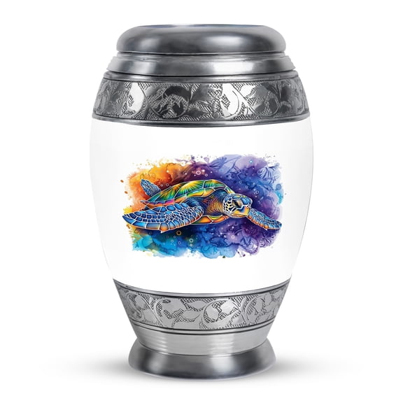KARYLIZ Turtle Urn - Blue Cremation Urns For Human Ashes - Decorative Urns For Human Ashes Adult Man - Funeral Urn For Adult Ashes Women & Men - 10 Inch- Memorial For Female & Male