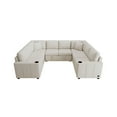 thumbnail image 5 of Harper & Bright Designs Sectional Sofa with Pull Out Bed, Convertible Sofa Sleeper with Storage Ottoman, Chenille U-shaped Sectional Sofa with Cup Holders for Living Room, 107.1", Beige, 5 of 17