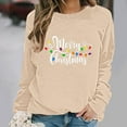 thumbnail image 5 of HOMBOM Womens Sweatshirts Festive Greflying Beige Crewneck Merry Graphic Xmas Fashion Christmas Sweatshirt for Ladies, 5 of 6
