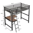 thumbnail image 5 of Aukfa Metal Twin Loft Bed with Built-in Desk and Shelf for Dormitory Kids Bedroom - Black, 5 of 8
