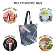 thumbnail image 7 of FORMRS Womens Canvas Tote Bag with Zipper Inner Pocket Shoulder Handbag, Black Stripes, 7 of 7