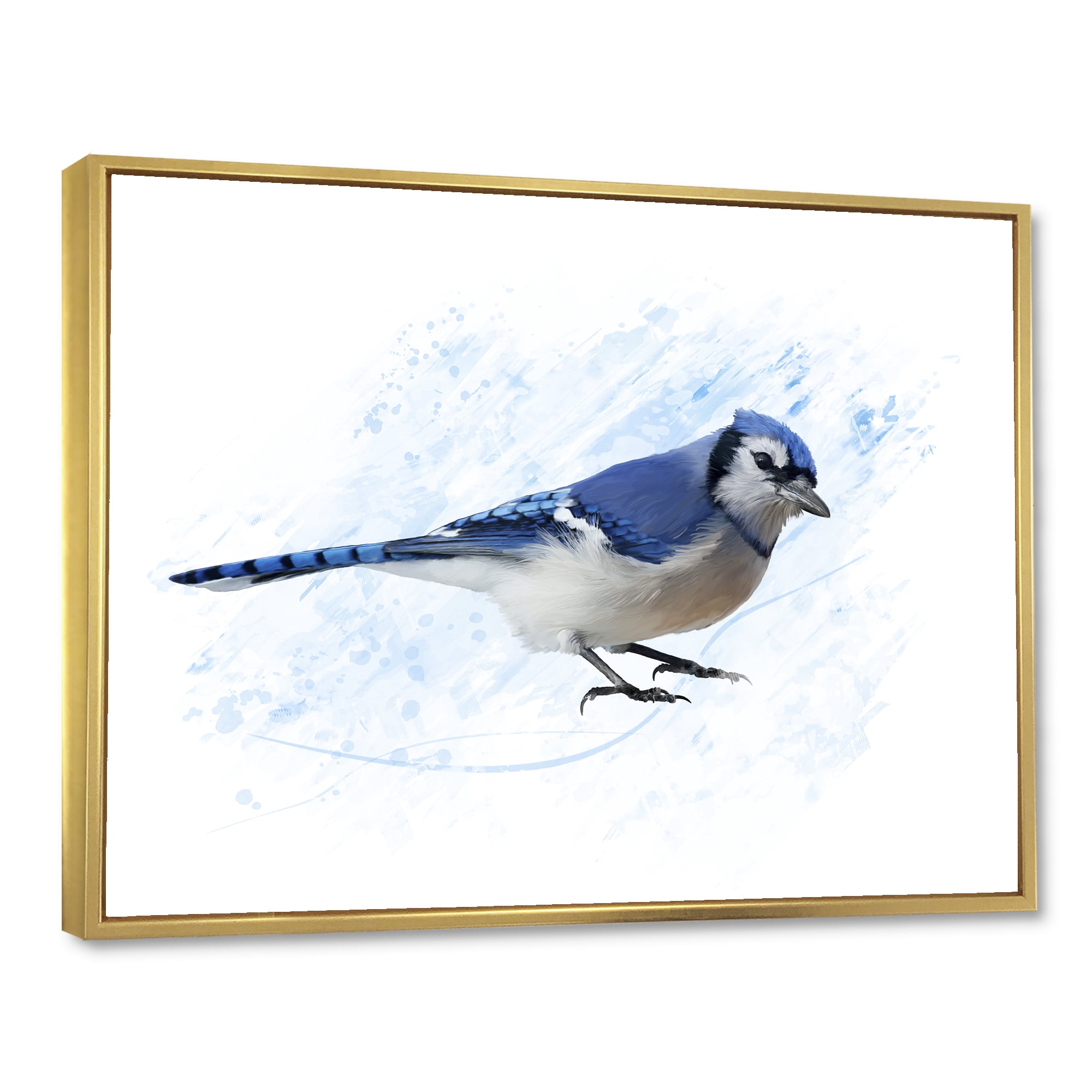 Designart 'Ancient Blue Jay Bird' Traditional Framed Canvas Wall Art Print