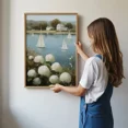 thumbnail image 6 of Grandmillennial Coastal Sailboat & Blue Hydrangea Wall Art | Preppy Cottagecore Beach, Matte Canvas Stretched, Posters for Room Bedroom Living Room Bathroom Wall Decor, Posters & Art Prints, Gift., 6 of 7