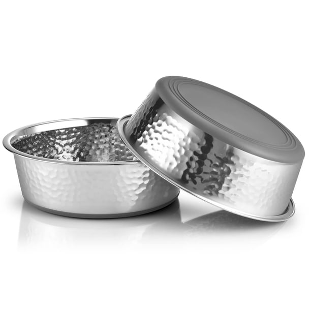 Cuencos para perros URBUDDIES de acero inoxidable martillado 2 unidades 2 litros