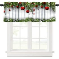 Christmas Snowflake Kithen Curtains Valances for Windows,Balls Bow Merry Xmas Holiday Window Treatment Valances for Kitchen Living Room Cafe Decor 54''x18'', 1 Panel