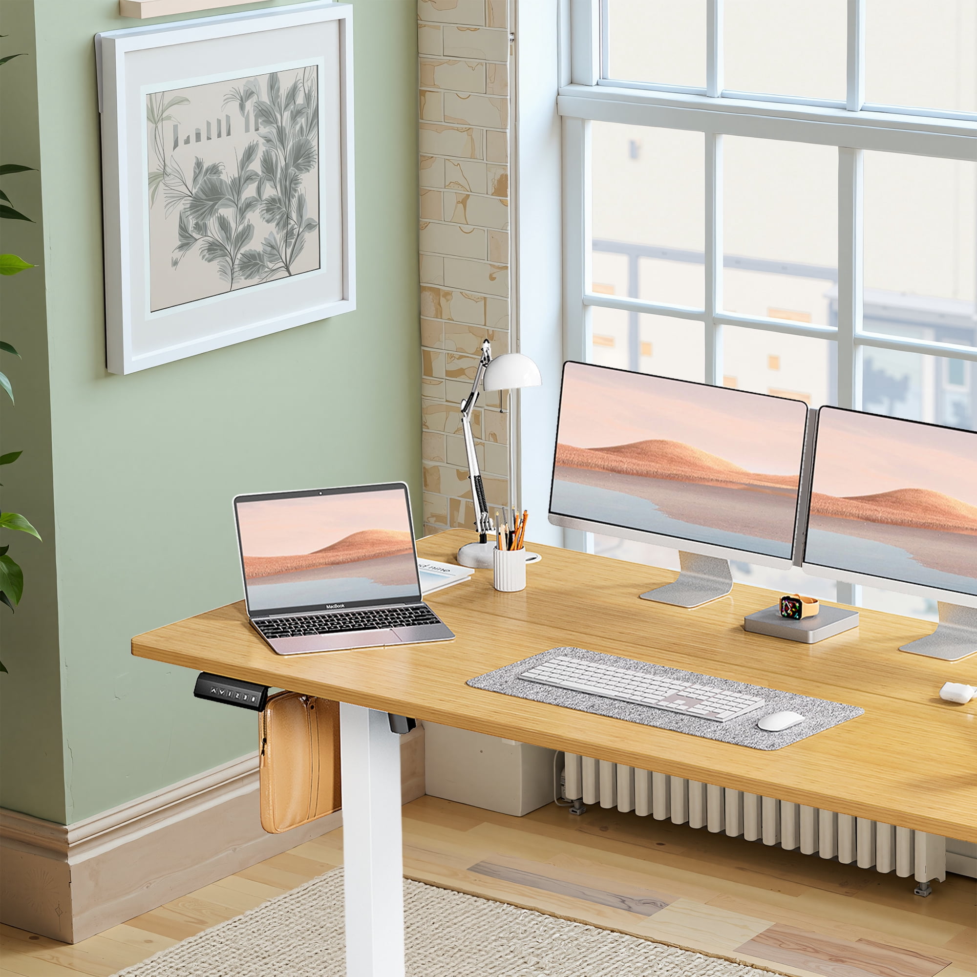 MAYEERTY 55" × 24" Lifting Computer Table Height Adjustable Standing Desk for Home Office