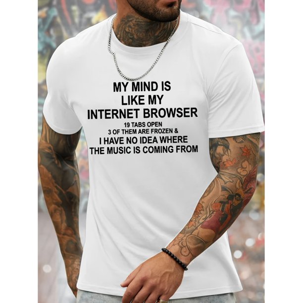 Comfy Chuckles, Funny Quotes Men's T-Shirt - Casual Crew Neck, Soft Polyester, Machine Washable - Perfect for Summer, English Print