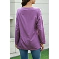 thumbnail image 3 of Mengpipi Womens Long Sleeve T-Shirt V-Neck Loose Casual Tops, Purple-XL(US 16-18), 3 of 6