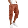 thumbnail image 2 of Domuza Men's Cargo Shorts Casual Elastic 3/4 Capri Pants Below Knee Long Hiking Shorts with Pockets Orange L, 2 of 8