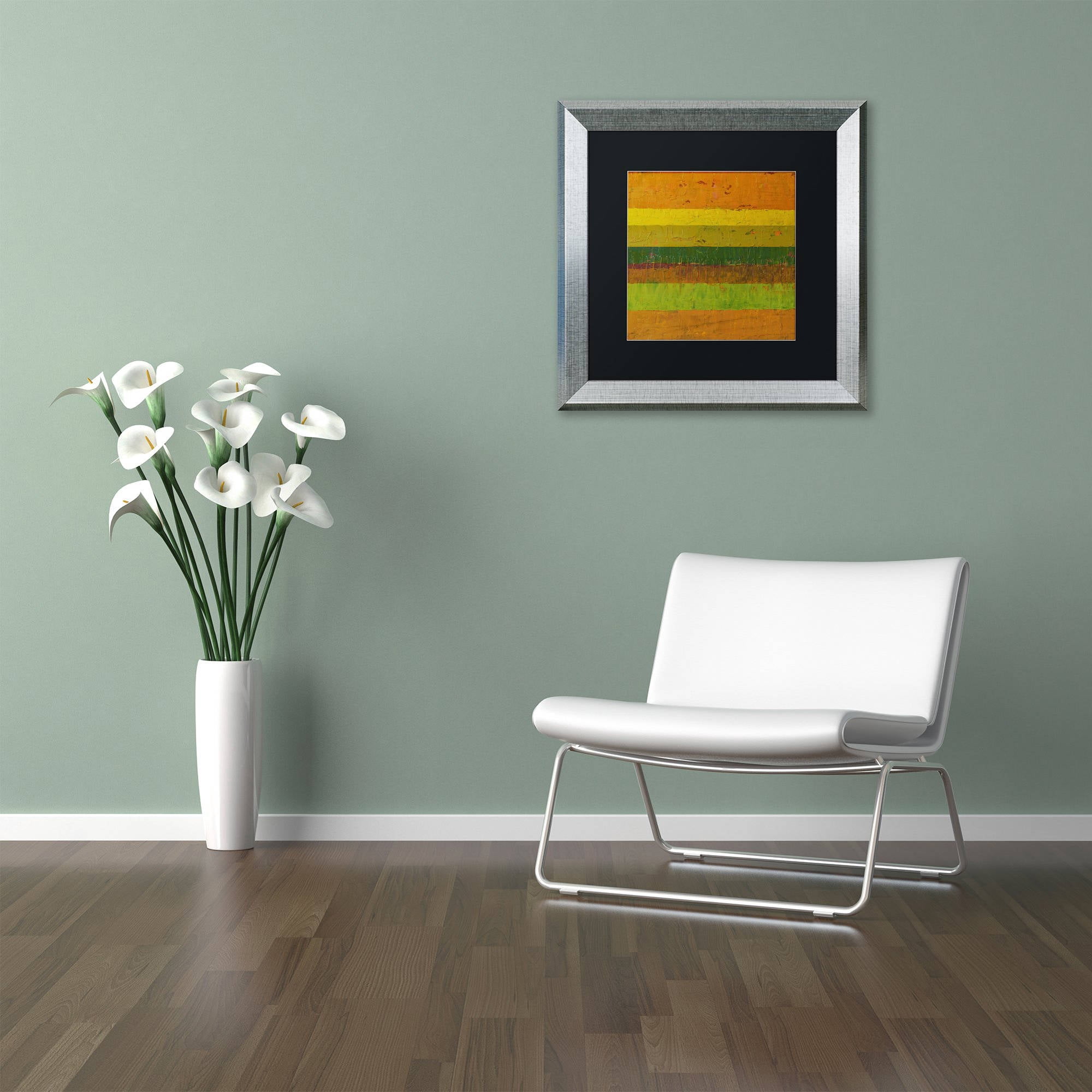 Trademark Fine Art "Purple Line" Canvas Art by Michelle Calkins, Black Matte, Silver Frame