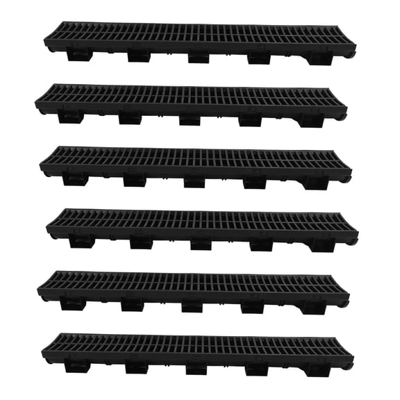 Drain, 6 Set Easy To Install Anti Floating Channel Drain Interlocking Design With Grates For Gardens
