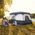 thumbnail image 2 of Gymax 8-Person Camping Tent with Porch Large Family Cabin Tent w/ 2 Rooms 2 Doors Blue, 2 of 10