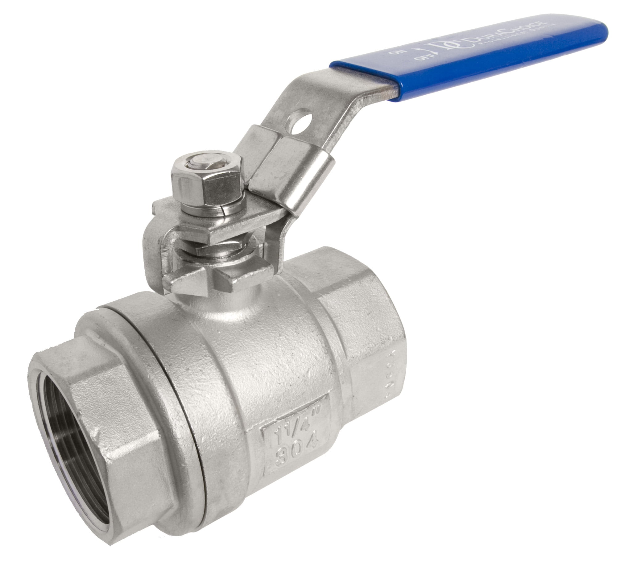 PSI DuraChoice 304 Stainless Steel Ball Valve Oil Full Port and Gas with Blue Locking Handles NPT Heavy Duty for Water 1,000 WOG
