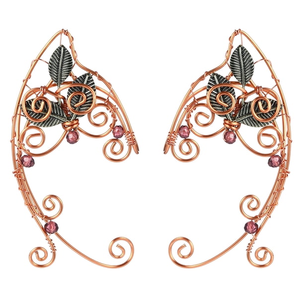 EeaseMX 1 par de elegantes pendientes de clip de elfo vintage hechos a mano para cosplay, Halloween, fiestas de disfraces.