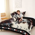thumbnail image 4 of jejeloiu Sleek Aztec Full Size Comforter Sets,Neutral Cowhide Bedding Comforter Set For Boys,Gray Black Brown,Black Reversible,3-Piece,1 Comforter and 2 Pillowcases, 4 of 7