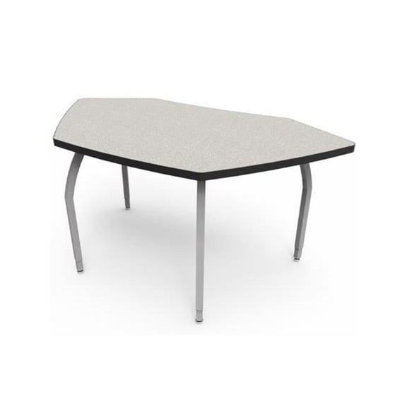 Elo Bridge Table with Grey Nebula Laminate & 4 Junior Adjustable Smooth Silver Legs - 21-26 x 61 x 33.3 in.