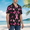 thumbnail image 3 of Sikiie Breast Cancer Print Men's Hawaiian Shirt, Summer Beach Button Pocket Short Sleeve T-Shirt,Medium, 3 of 7