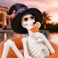 thumbnail image 6 of Halloween Summerween Tabletop Decor - Benson Skeleton in Orange Pool Float Sipping Cocktail Resin Figurine, 6 of 6