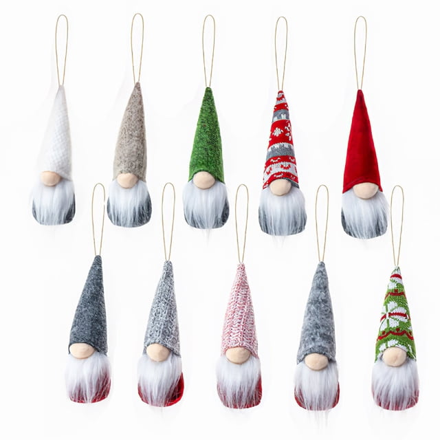 Adornos Navideños Regalo Gnomos Santa Colgante Árbol De Navidad Colgante Con Barba Blanca Cuerpo Rojo Sombrero De Lana Para El Hogar Al Aire Libre Interior10 Uds. Methold HA013254-00