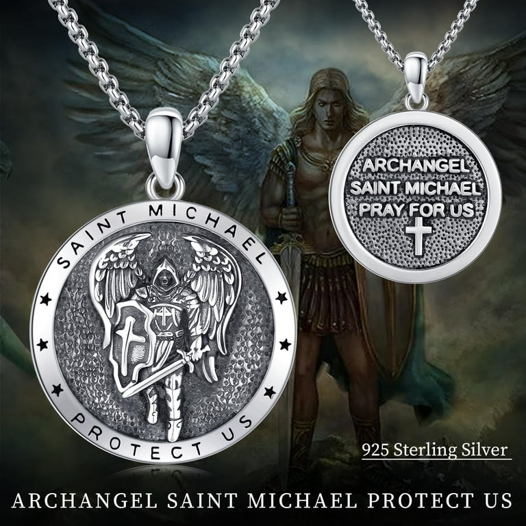 Coachuhhar Saint Michael Necklace for Men Women 925 Sterling Coachuhhar Saint Michael Necklace for Men Women 925 Sterling
