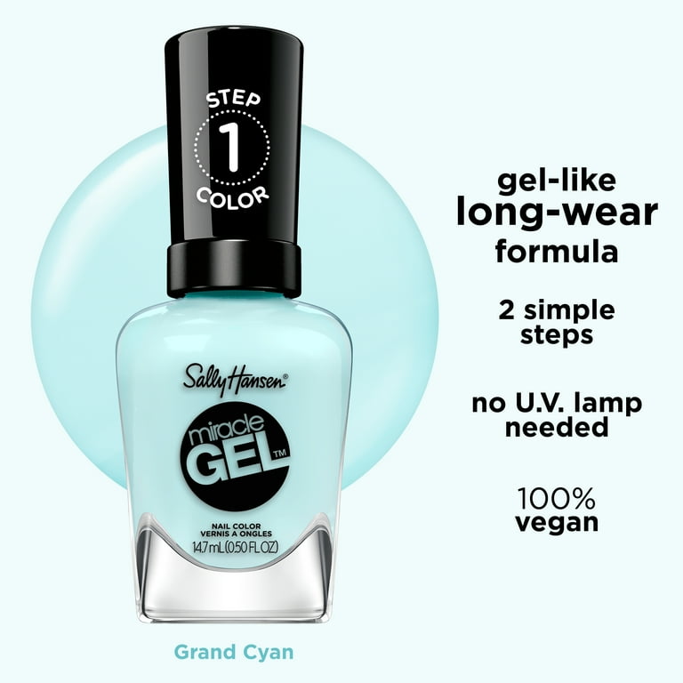 Sally Hansen, Miracle Gel Nail Polish, Grand Cyan, 0.5 fl oz