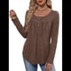 thumbnail image 1 of Camisas de Larga para Mujer, Conjuntos de Otoño, Cuello Redondo, Túnicas Casuales, Blusas de Moda, Ropa de Moda. Café XXL, 1 of 6