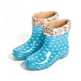 thumbnail image 5 of Womens Polka Dot PVC Waterproof Mid Calf Rain Boots, Floral Cuff Lined, Soft Warm Interior, Pull On Casual Rain Shoes for Daily Outdoor Indoor Wear Light Blue A, 5 of 7
