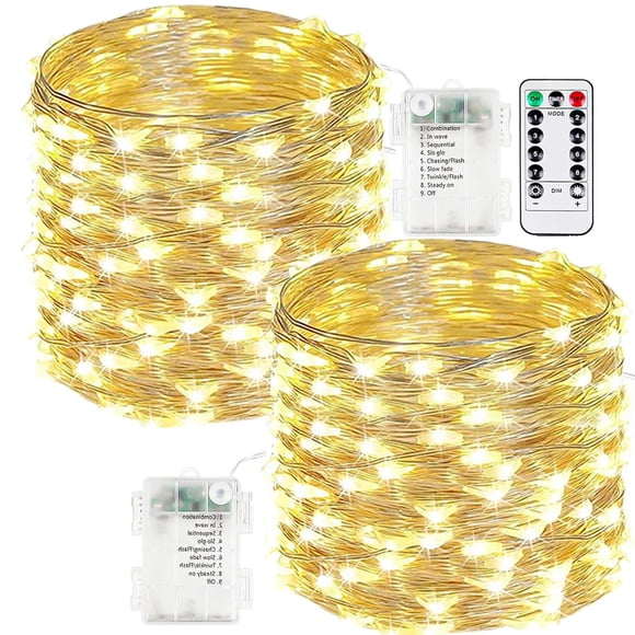 Fairy Lights EXF, funciona con pilas, 66 m, 200 LED, paquete de 2