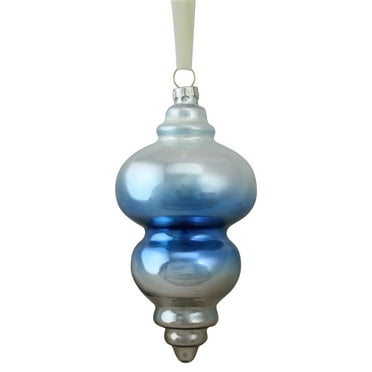 Northlight 6" Glass Finial Hanging Christmas Ornament - Sky Blue/Silver