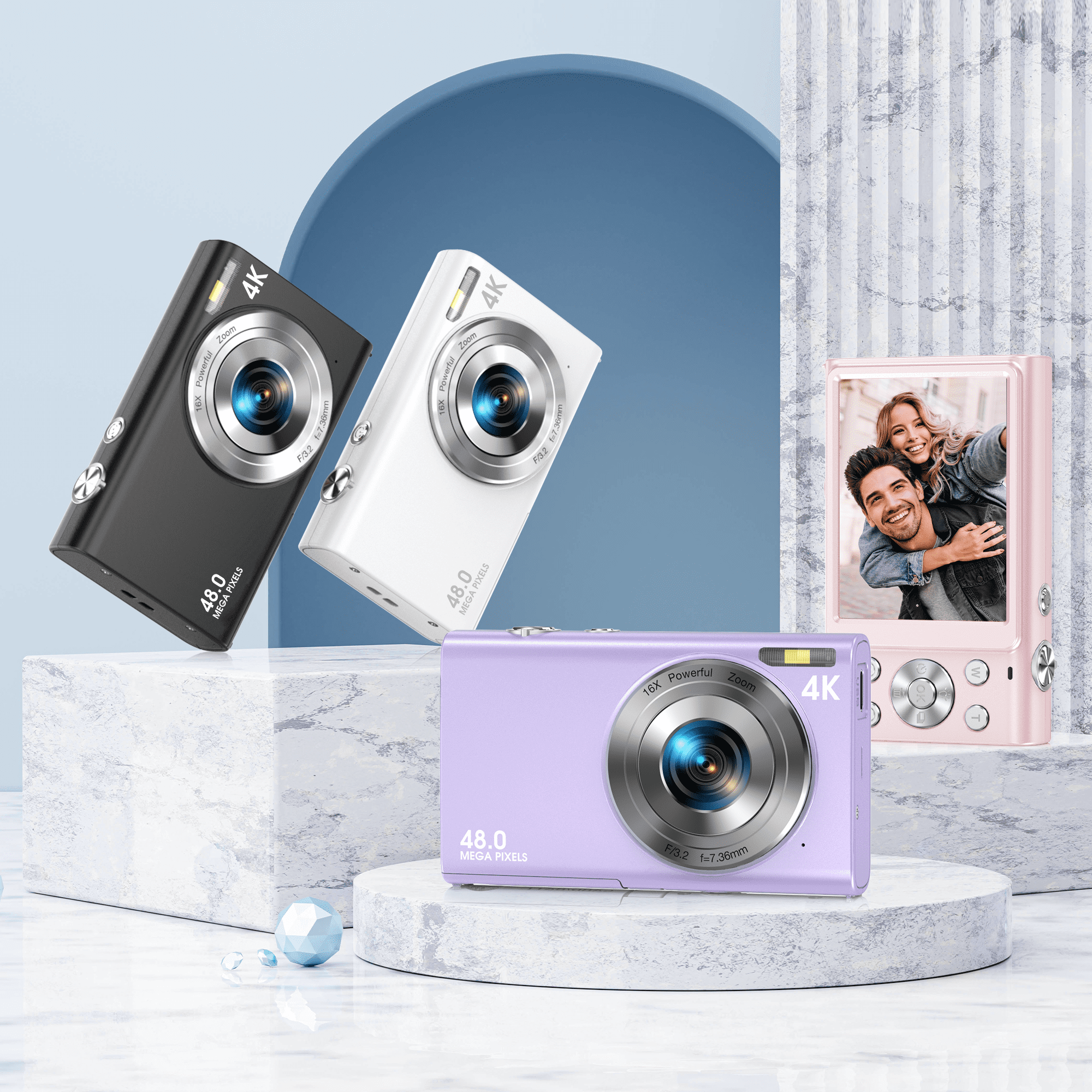 Mixmart Digital Camera 4K Vlogging Camera, with 32GB TF Card 2.8