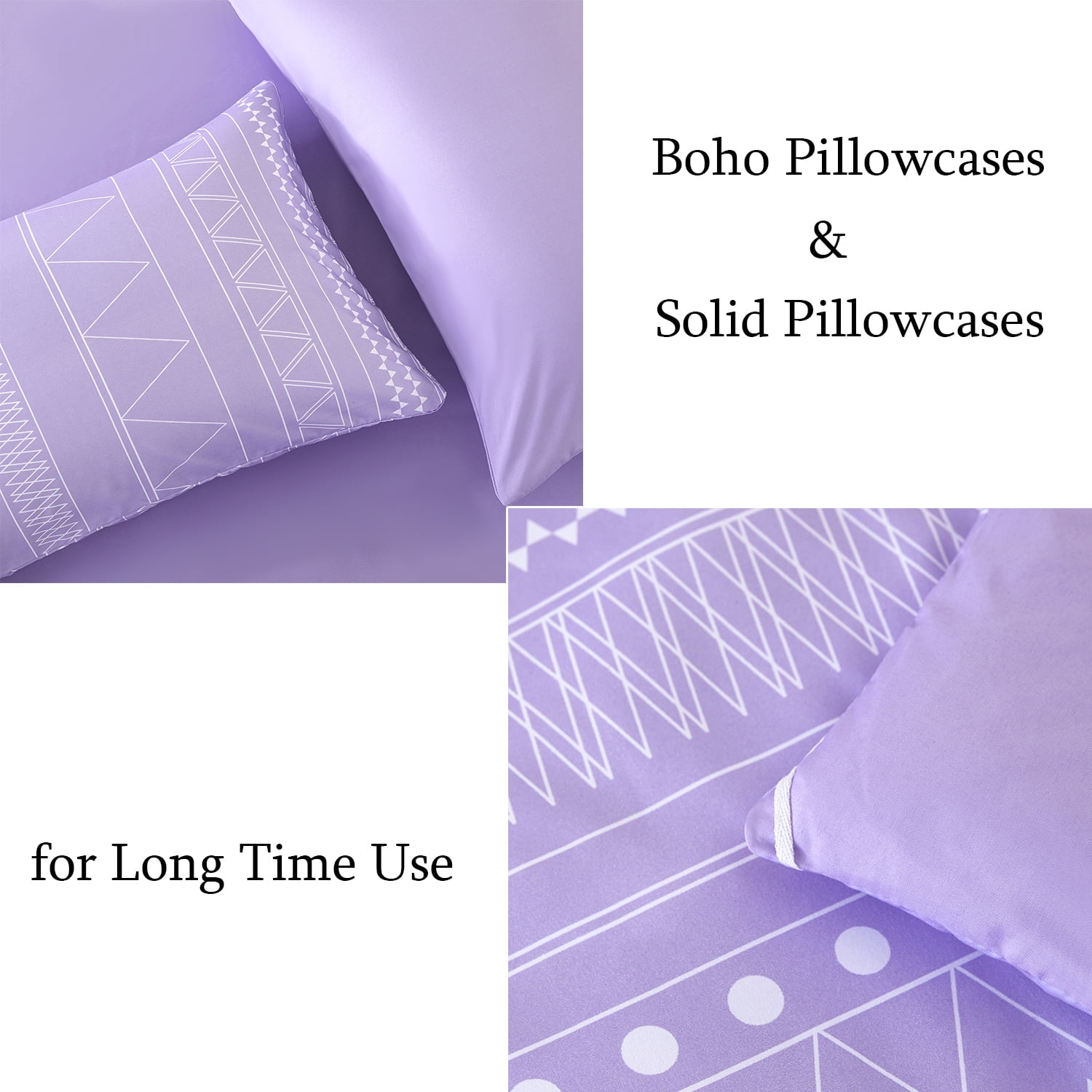 RYNGHIPY 8-Pieces Boho Bedding Set Full Lavender Striped Bed in a Bag for Girls Women Soft Fluffy Purple Comforter Set with Sheet for All Season, Full