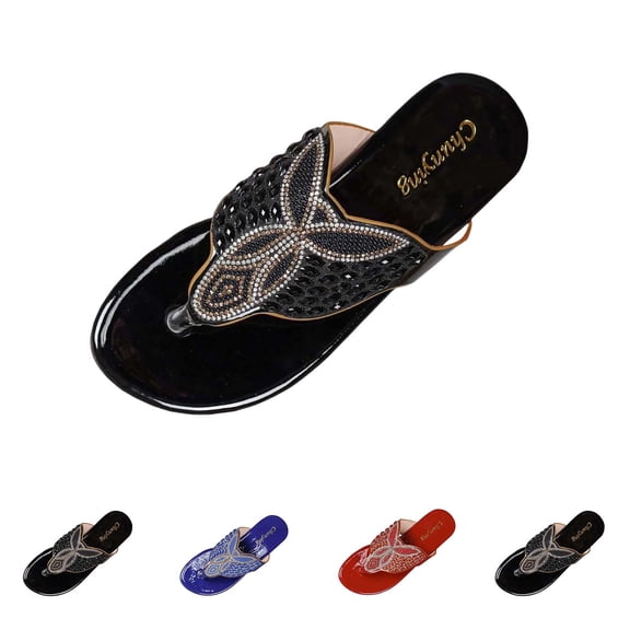 Eltusu Women Flip Flops Sandals, Open Toe Non-Slip Comfort Comfort Summer Beach Shoes Black Size 7