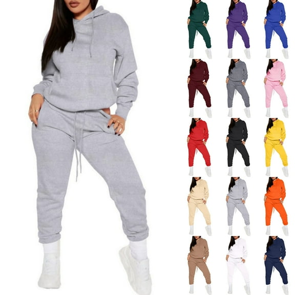 Sweatsuits Women 2 Piece Outfit Casual Oversized Hoodies Jogger Sweatpants Lounge Sweatshirt Fall Y2K Tracksuit Camel S