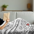thumbnail image 3 of Black and White Soft Flannel Fleece Blanket, Heart Shapes Illustration Love You Bridal Wedding His and Hers Theme, Cozy Plush for Indoor and Outdoor Use, 50" x 60", Black White Red, by Ambesonne, 3 of 5