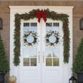 thumbnail image 6 of imerelez 2 Pack 18in Pre-Lit Snow Flocked Christmas Wreath - 60 Warm White LED Lights with 8 Modes, 140 PVC Tips with Red Berries & Pine Cones for Front Door & Wall Decor, 6 of 8