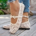 thumbnail image 6 of Jamicy Mesh Ballet Flats for Women Embroidered Floral Round Toe Mary Jane Comfortable Flat Shoes Casual Outerwear Shoes, 6 of 9