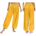 thumbnail image 5 of Haitryli Womens Belly Dance Pants Shiny Sequined Bloomers Harem Pants Stage Performance Trousers Yellow M, 5 of 6