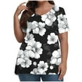 thumbnail image 2 of ClodeEU Women's Plus Size Print V-Neck Short Sleeve T Shirt,Casual Loose Fit Tunic Blouse Tops E-Black,Womens Plus XL, 2 of 6