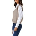 thumbnail image 4 of INSPIRE CHIC Women's Sweater Vest V Neck Sleeveless Uniform Classic Knitted Pullover Tops M Khaki, 4 of 6
