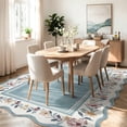 thumbnail image 6 of Lahome Washable 9'x12' Scalloped Area Rug, Blue Boho Floral Rugs for Living Room, Non-Slip Low-Pile Vintage Distressed Carpet for Bedroom Dining Room Office, Large Rug, Blue, 6 of 11