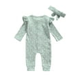 thumbnail image 3 of Qiylii Baby Girl’s Floral Bodysuit Single-breasted Long Sleeve Romper+Headband, 3 of 8