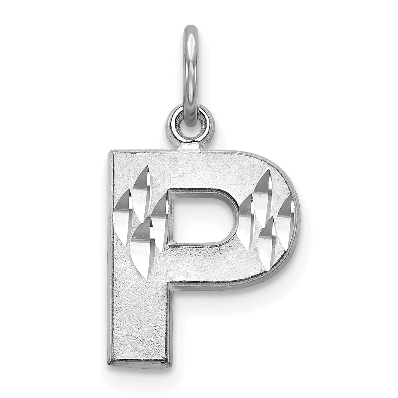 14k White Gold Initial Monogram Name Letter P Pendant Charm Necklace Fine Jewelry Gifts For Women For Her 