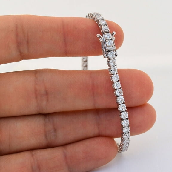 9CT Round 4MM Lab Created Diamond 14K White Gold Over Tennis Gift Bracelet 7.5"