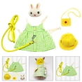 thumbnail image 4 of Conjunto de vestido para mascotas de animales pequeños, de Chinchillas de conejo, ropa estampada para fiesta de otoño y diario Green_L, 4 of 7