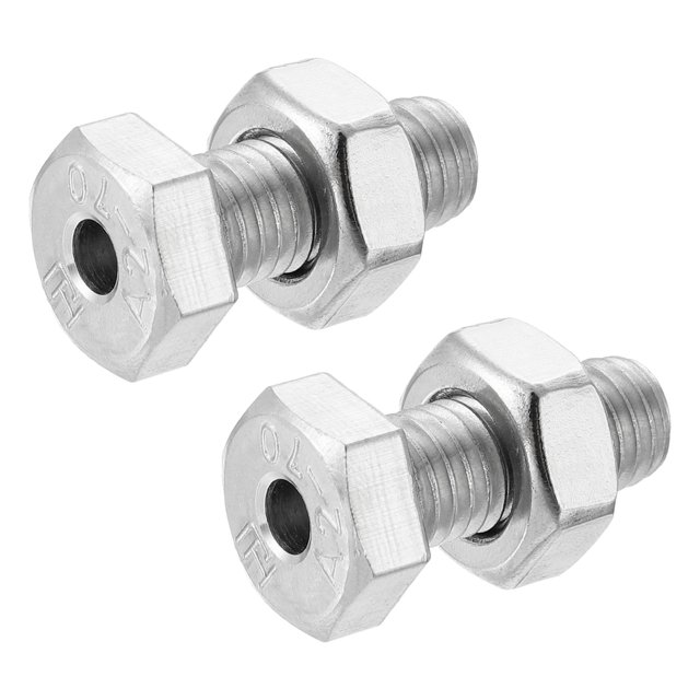 Unique Bargains M10x25mm Hexagon Fasteners Hollow Screw Bolts with Nuts 2 Pack