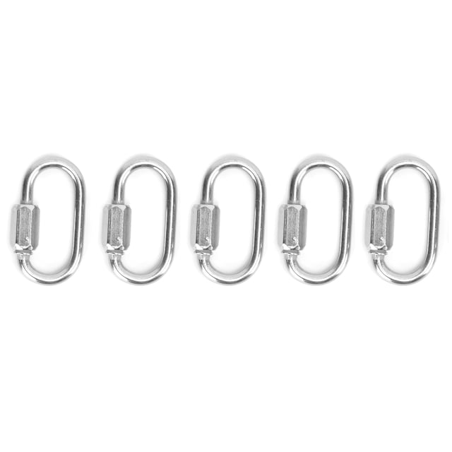 Mosquetón de bloqueo en forma de D resistente de acero inoxidable de enlace rápido de 5 uds con tornillo para montañismo (3,5mm)