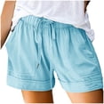 thumbnail image 2 of Npasoilc Shorts for Women Summer Plus Size Mid Waisted Comfy Drawstring Elastic Waist Solid Color Beach Lightweight Casual Loose Short with Pockets, 2 of 2