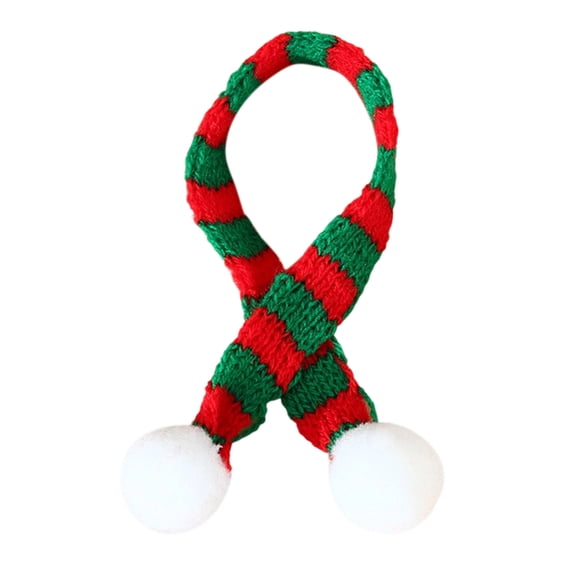 Diy Knitting Striped Fur Ball Decoration Small Scarf Christmas Red and White Striped Scarf Outdoor Warm, B